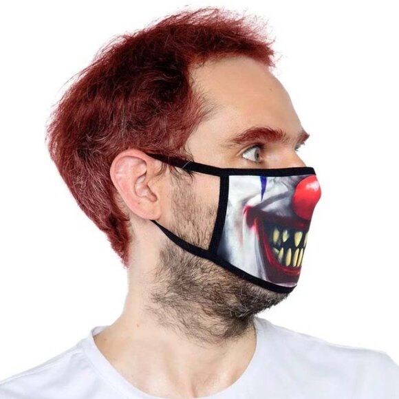 Creepy Clown Face Mask One Size Adult/Teen Halloween Cosplay Roleplay DIY Item - Picture 5 of 7